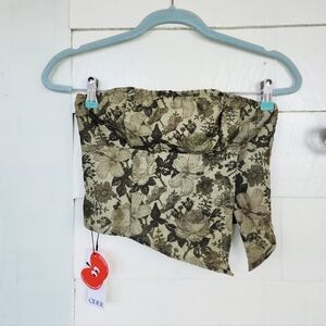 Floral Corset with ZipperStrapless green top, xs by Cider